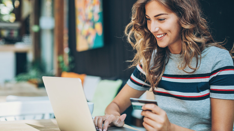 Woman shopping on computer