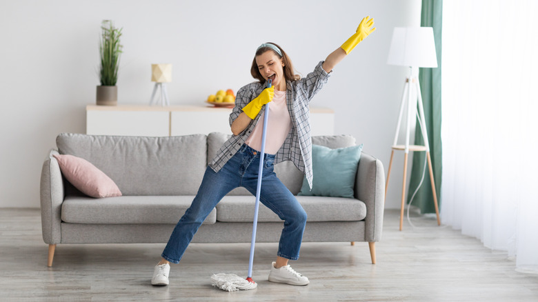 Person cleaning their apartment