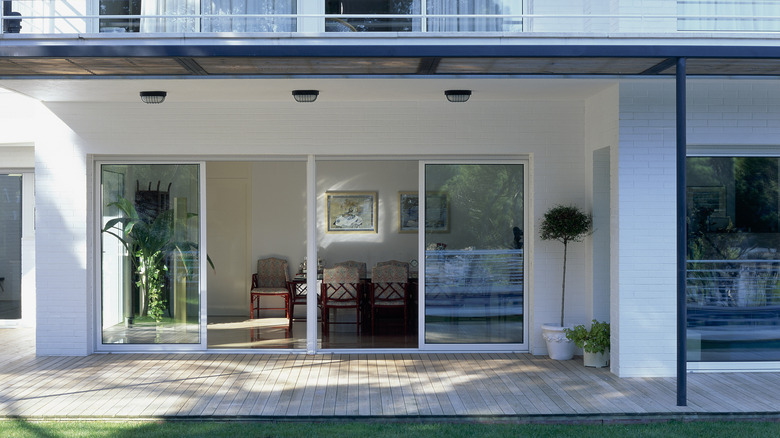 Sliding doors on a porch