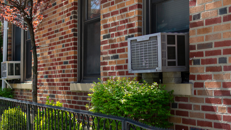 outside window with air conditioner unit