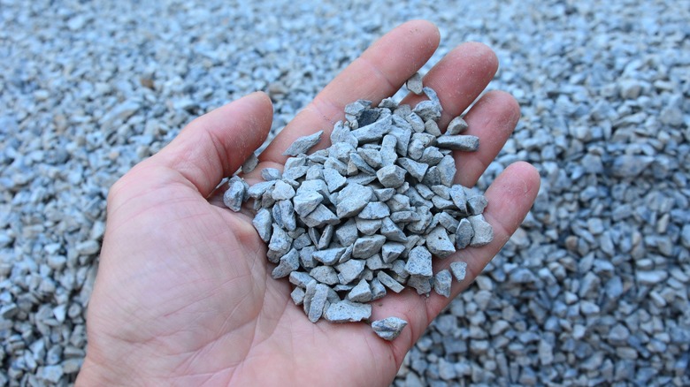 Hand holding gravel