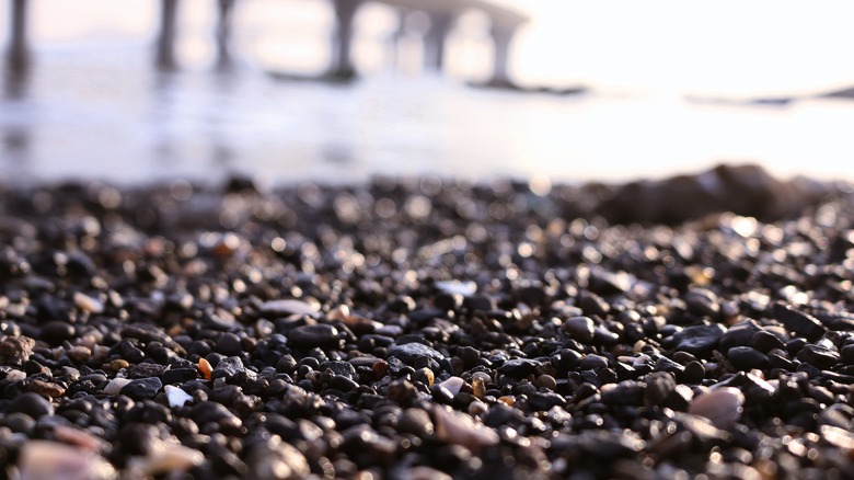 Stones and rocks along shore