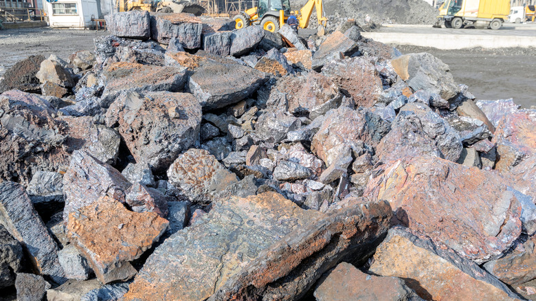 Piles of copper slag