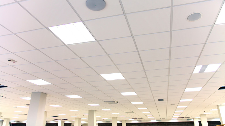 LED panel lights on ceiling