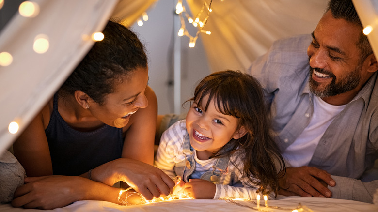 Family in tent