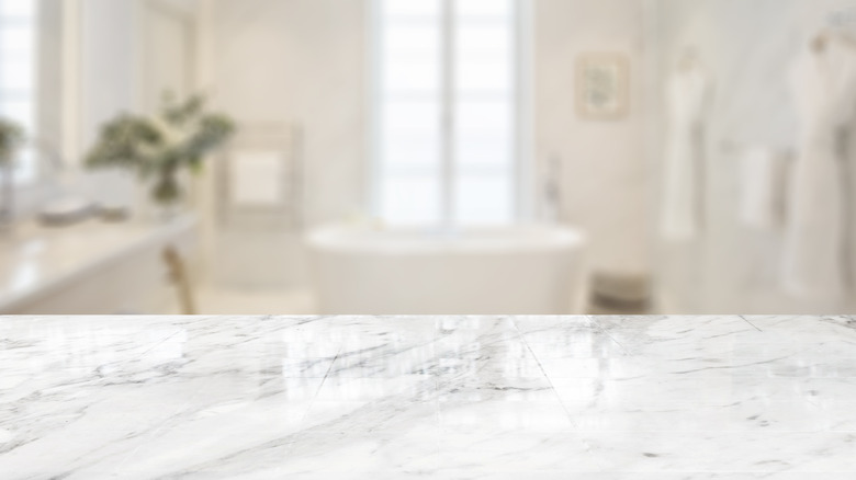 white marble in bathroom