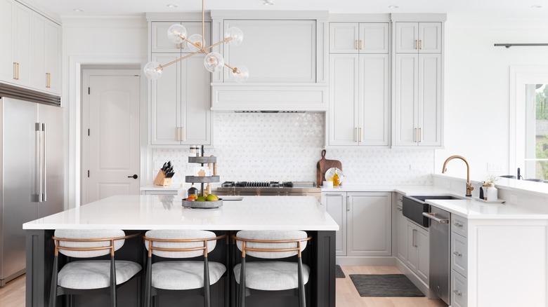 white marble in kitchen