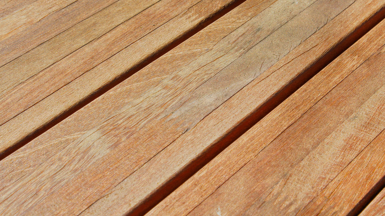 Red balau planks texture close-up