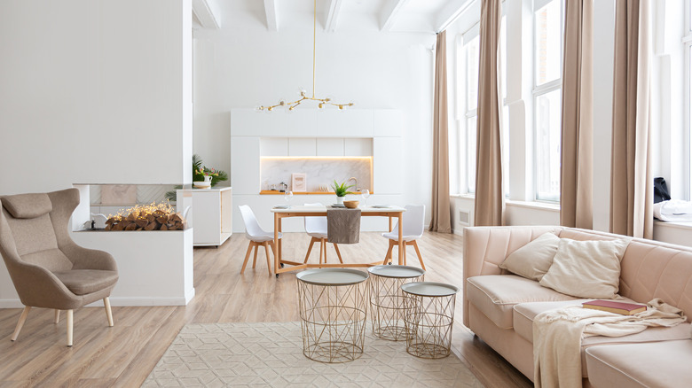 light colored furniture and walls