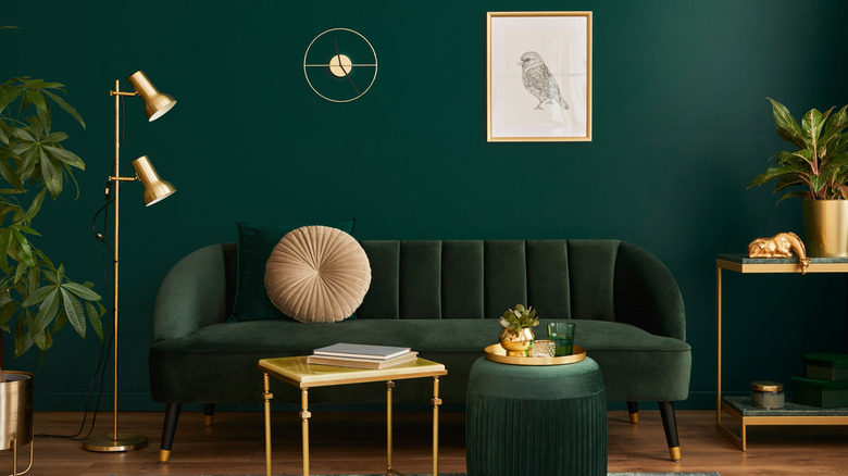 Dark green and gold room
