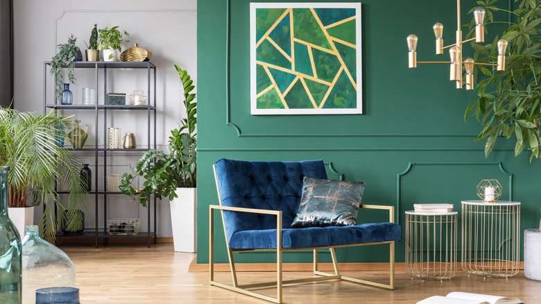 Green and blue living room