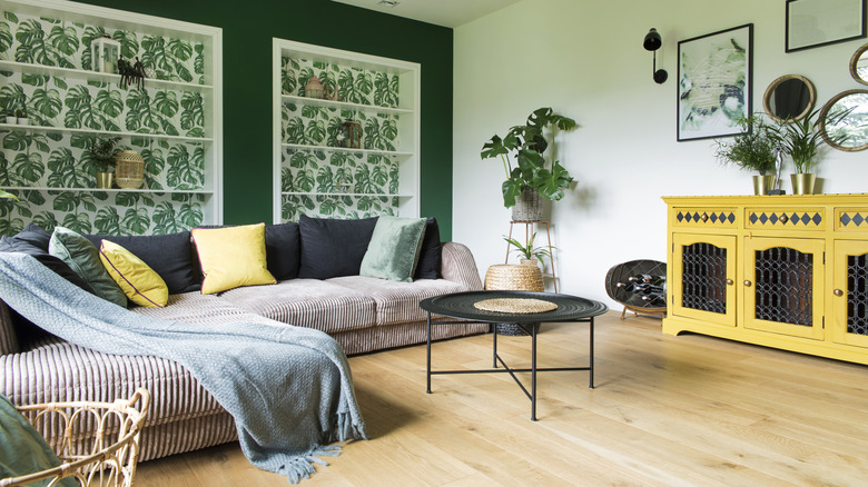 Green and yellow living room