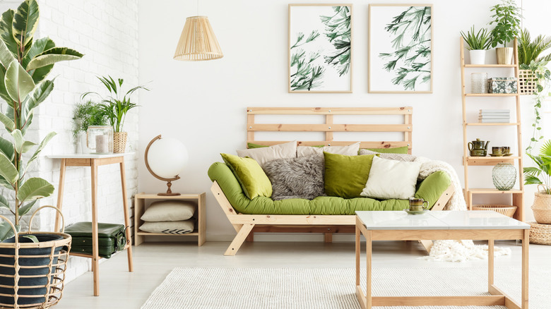 Lime green and bamboo room