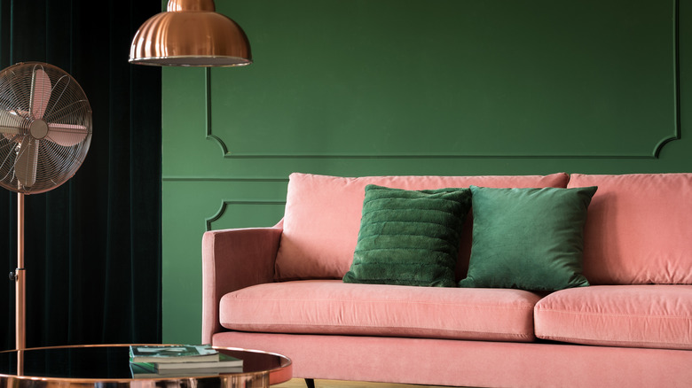 Pine green and pink room