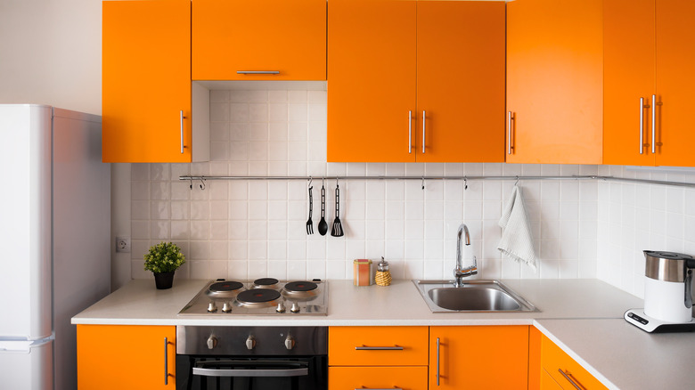 Bright orange kitchen