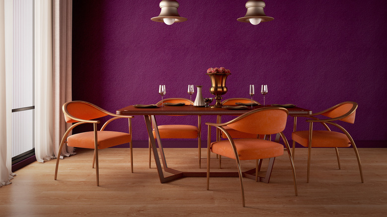 Orange and purple dining room