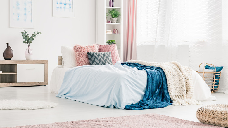 Pink and blue bedroom