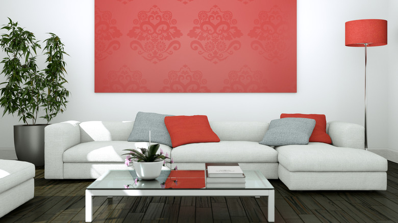 White and red living room