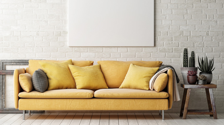 Yellow and gray living room