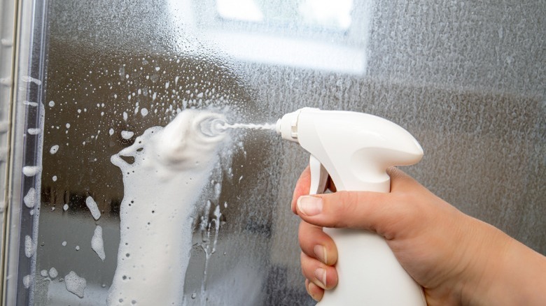 Cleaning glass shower door 