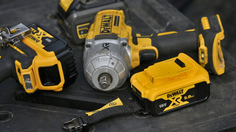 A selection of DeWalt's XR tools and batteries