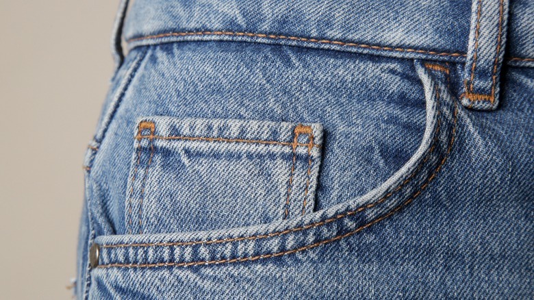 Closeup of blue jeans