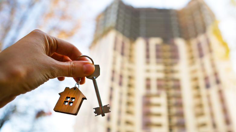 Apartment building with keys