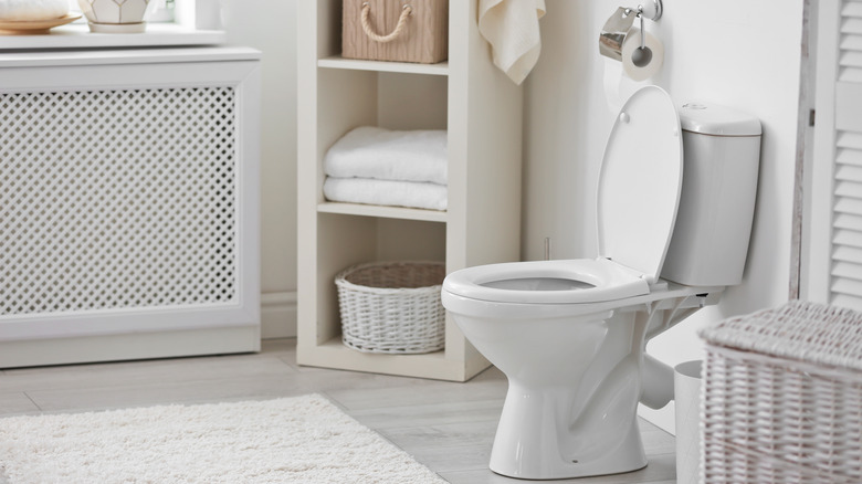 clean white bathroom with toilet