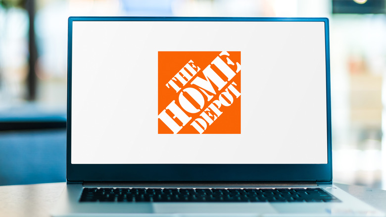 home depot website on laptop