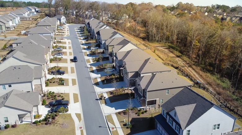 Aerial shot of subdivision