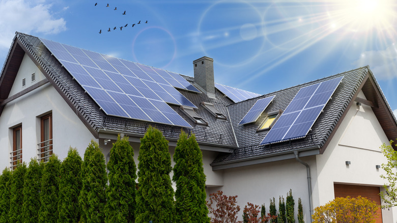 solar panels on gable roofs