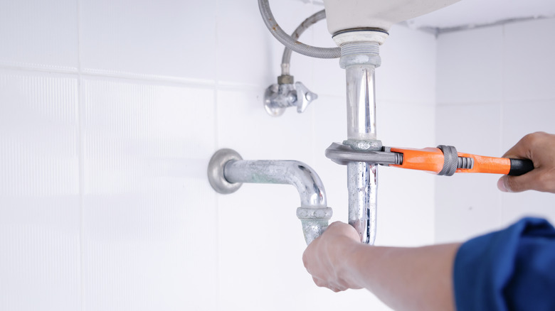 plumber fixing a sink