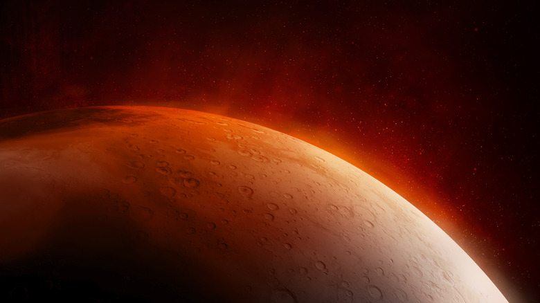 closeup of planet mars