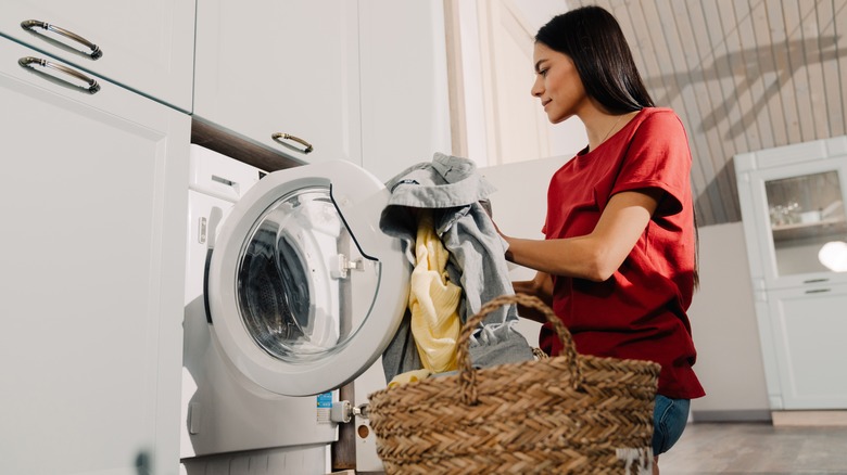 woman doing laundry