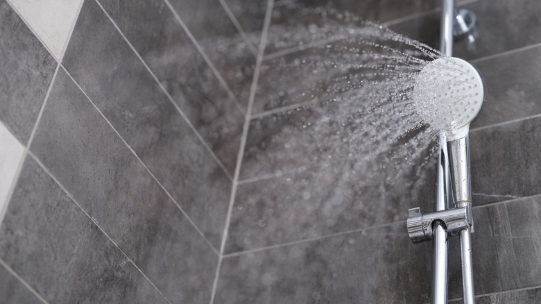 Water pouring from a shower head