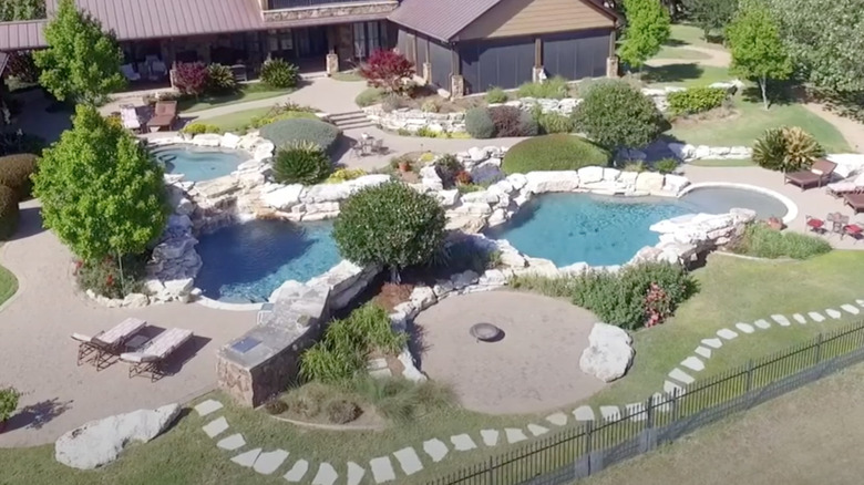 large split-level backyard pool