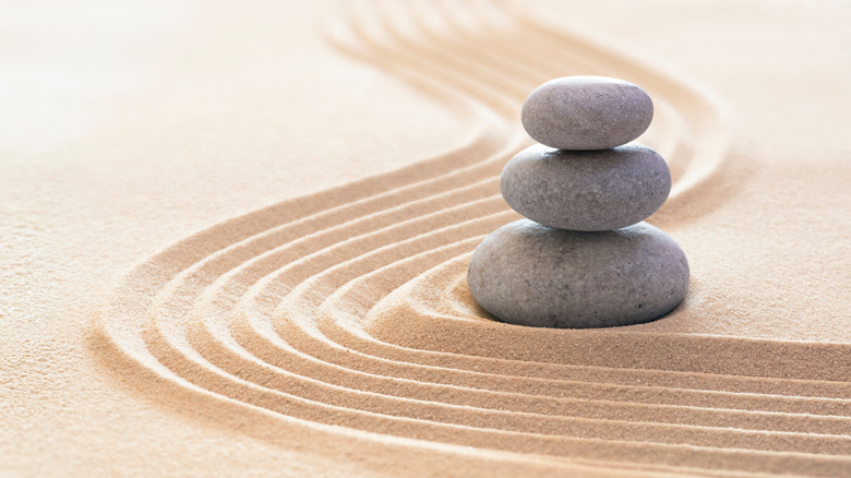 Zen garden stones stacked