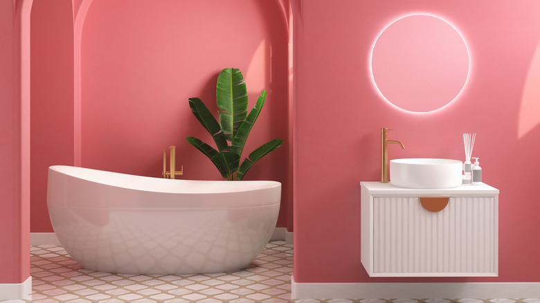 brightly painted bathroom