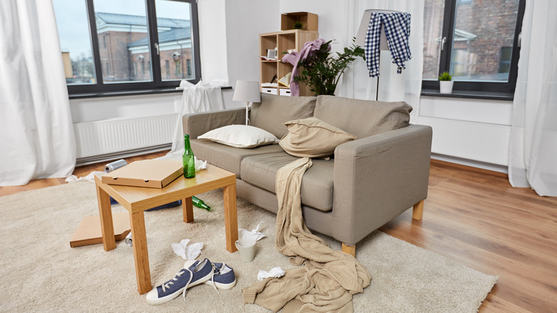 Cluttered living room