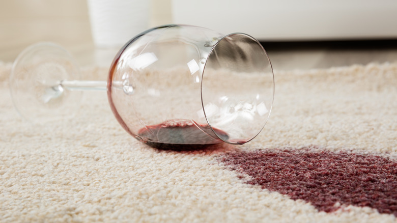 Red wine spilled on carpet