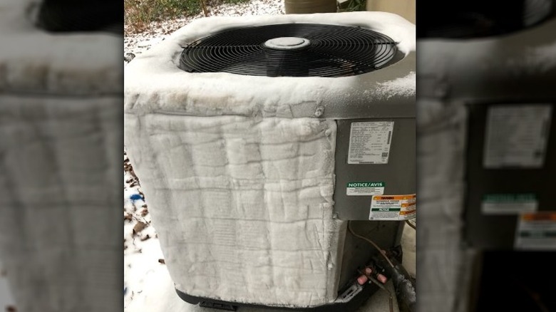 HVAC outside covered in frost