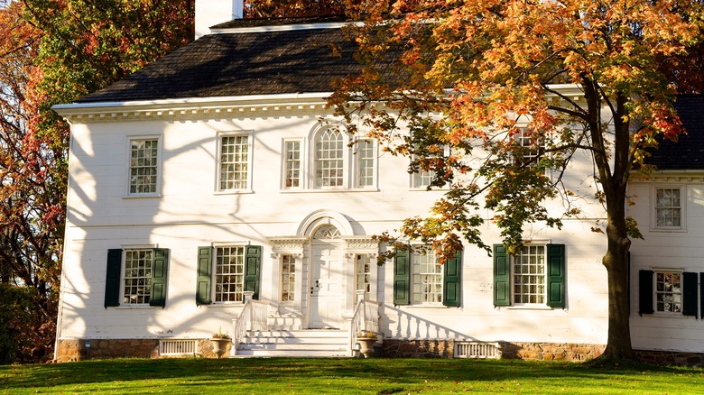 Historical Georgian home in autumn