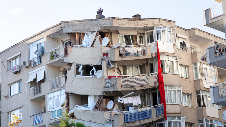 Building damaged by earthquake