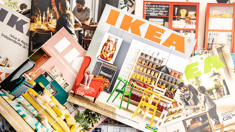 IKEA magazines clustered together