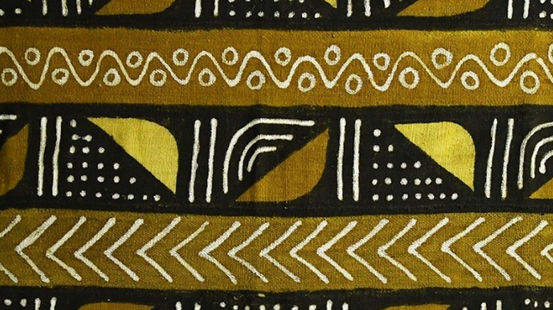 Yellow, black, and brown mudcloth