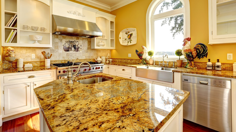 glossy sealed granite countertop