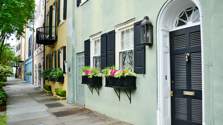 Row of colorful stucco facades