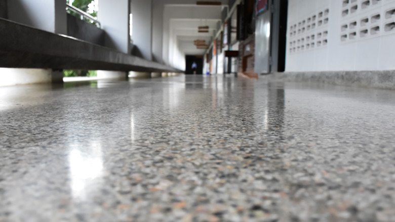 Shiny and clean terrazzo floor