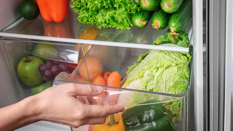 Refrigerator drawers and produce