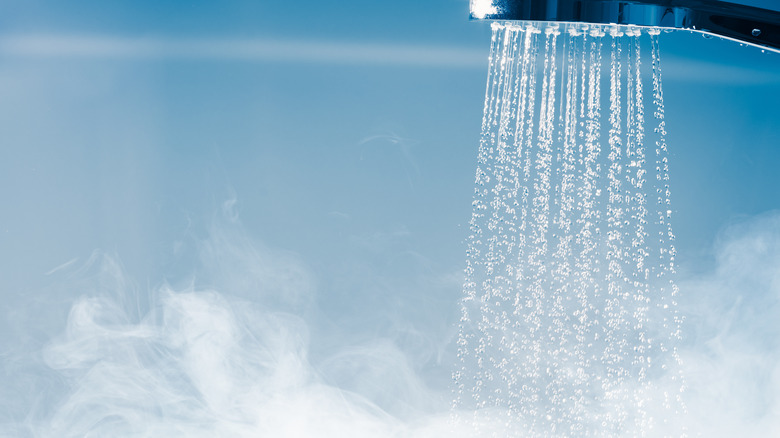 hot water steaming up a shower